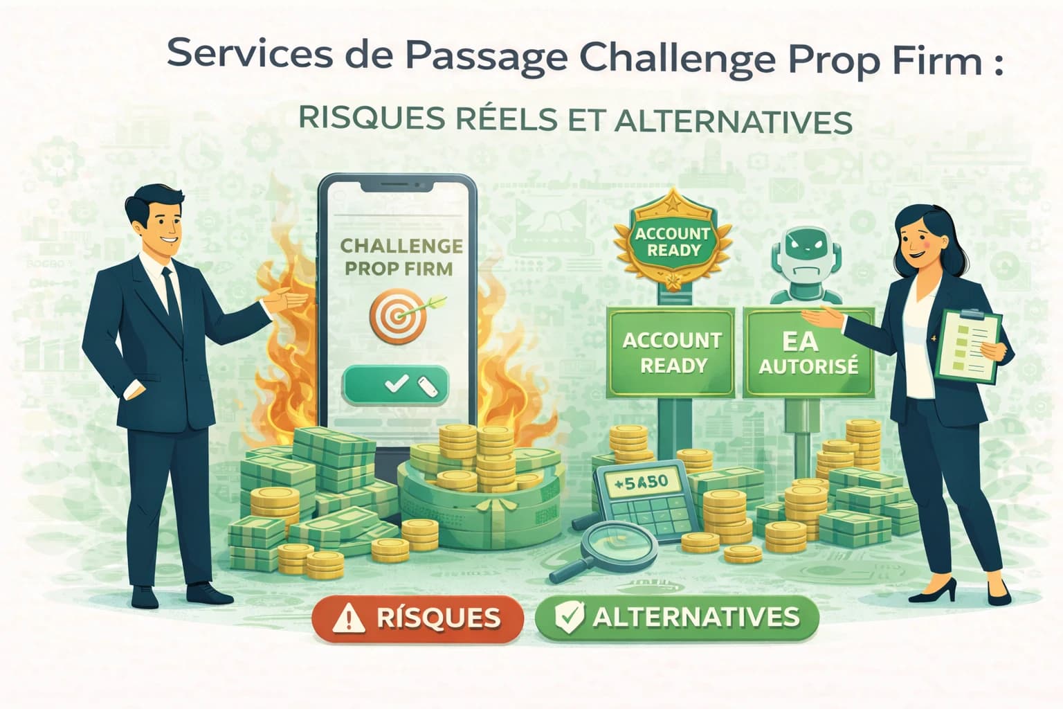 Services de Passage Challenge Prop Firm : Risques Réels et Alternatives (2026)